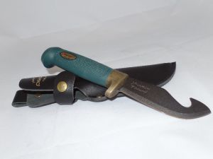 Marttiini-378014T Guthhook Skinner , Green Handle, Martef ,Leather ...